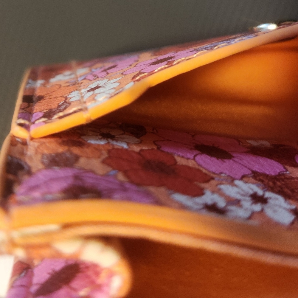 Colorful Floral Pleather mini bag wallet purse - Picture 3 of 4